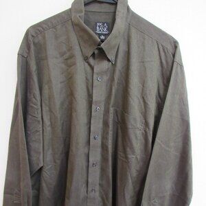 Jos. A. Bank Casual Button-Down Shirt Men's XL Olive Green Cotton Herringbone